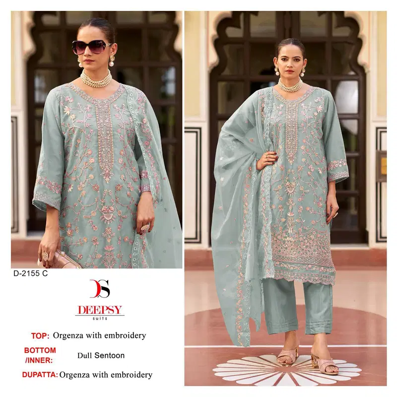 D 2155 A To D By Deepsy Organza Pakistani Suits Exporters In India